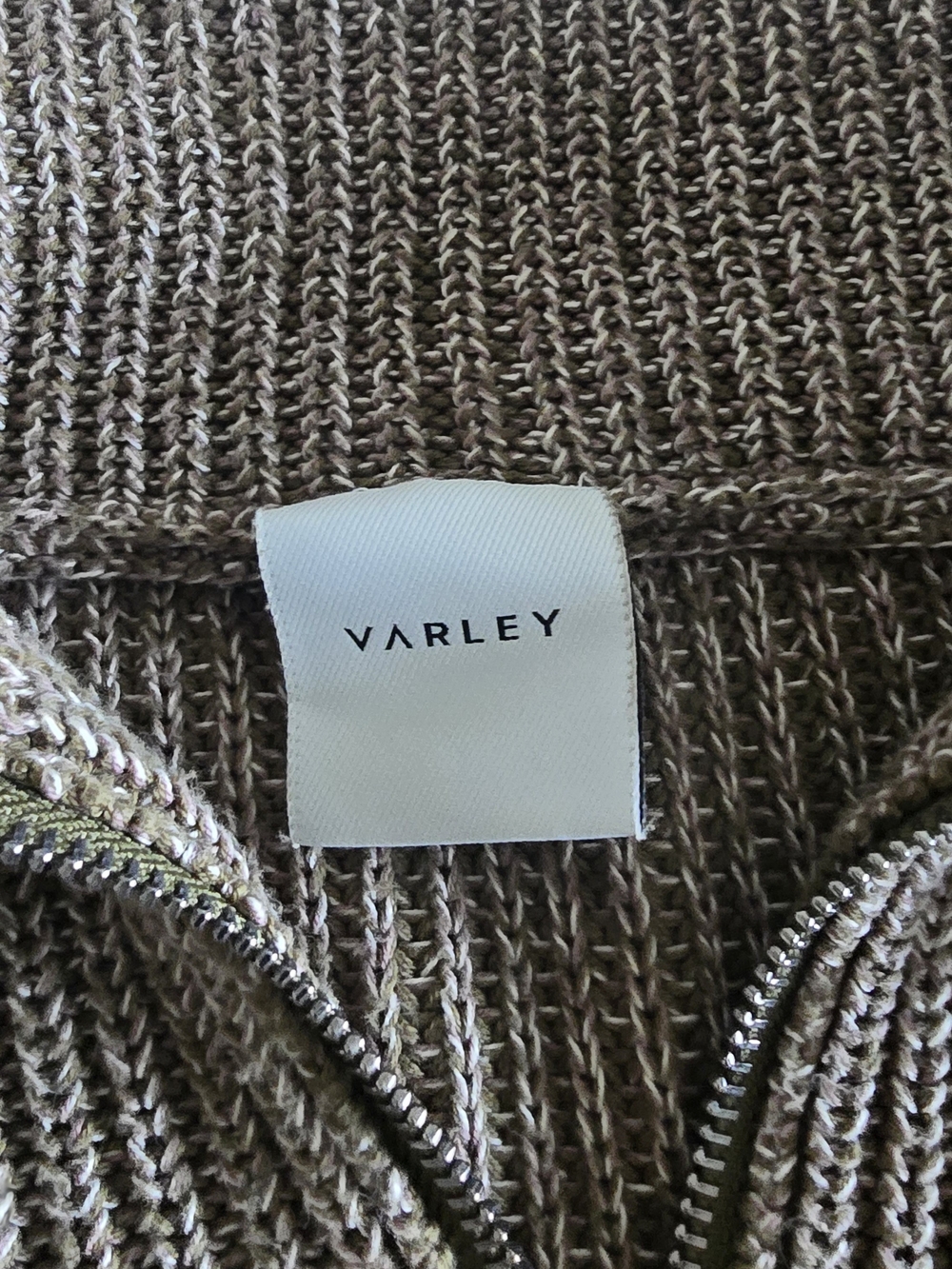 Varley Taupe Ribbed Half-Zip Turtleneck Sweater - Picture 4 of 5